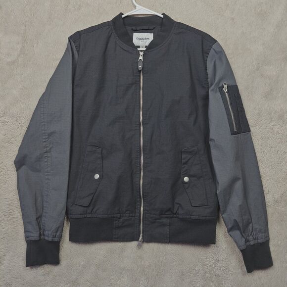 Goodfellow Tech Bomber Jacket Men's S Grey Utility Lightweight Lined Cotton - Picture 1 of 8